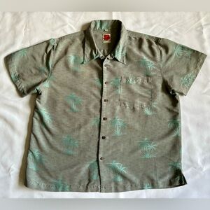 Banana Split USA Men’s XL Hawaiian Shirt Palm Tree Print Gray Viscose Aloha